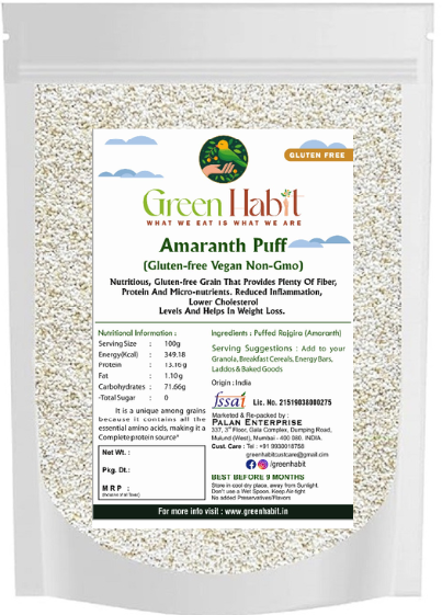 Green Habit Amaranth Puff (Rajgira Puff) | Gluten-Free |Vegan|Non GMO