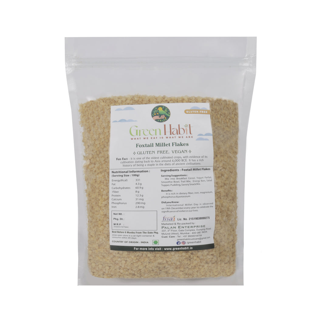 GreenHabit Foxtail Millet Flakes - Nutritious and Gluten-Free Millets Cereals a.k.a Kangni Millet Poha- High Fiber Breakfast - (Foxtail Millet Flake)