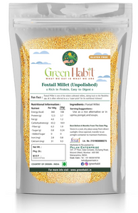 Green Habit Foxtail Millet (Thinai/Thina/Kangni) - Unpolished, Gluten-Free | High Fiber, Diabetic-Friendly Rice Replacement