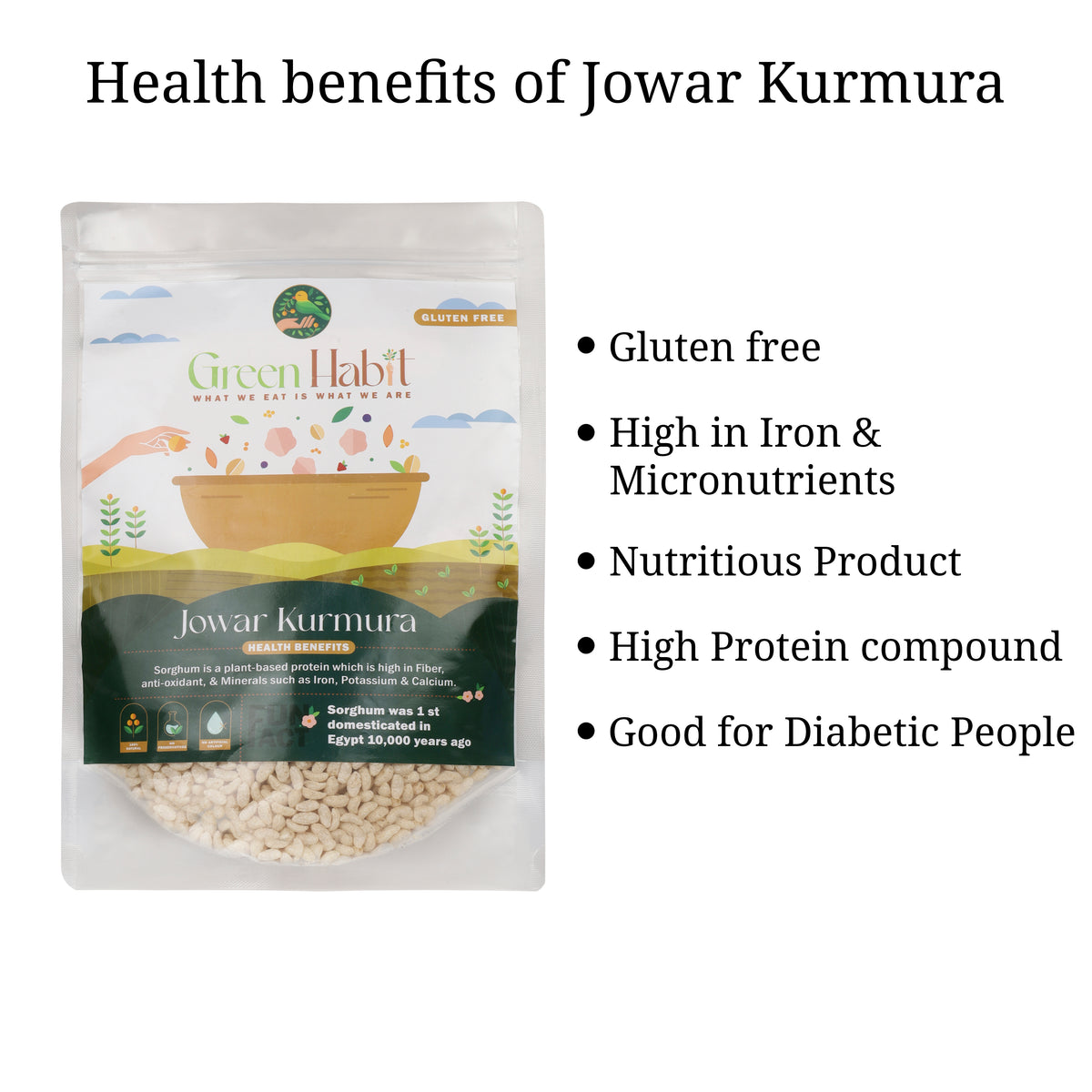 Green Habit Jowar, Ragi & Bajra Kurumura Trio | Healthy Puffed Millet ...